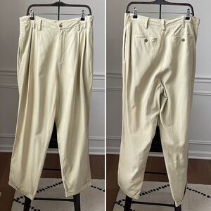 Vintage Tommy Bahama Front Pleat Cuffed Silk Pants Buttercream 36